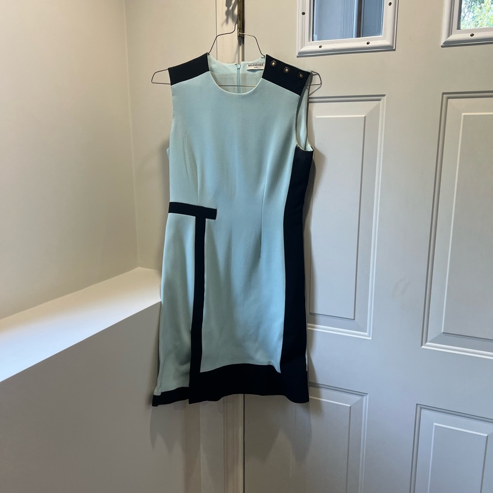 Balenciaga Teal Sheath Mini Dress